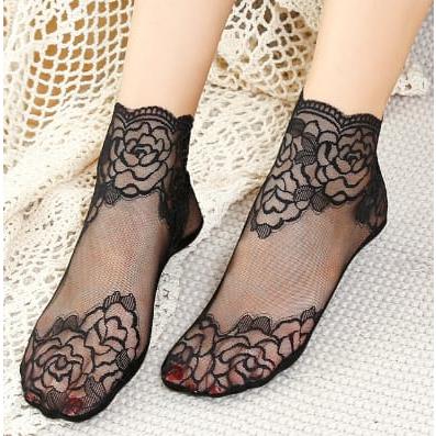 Kaos Kaki Renda Bunga Mawar Dewasa Fashion