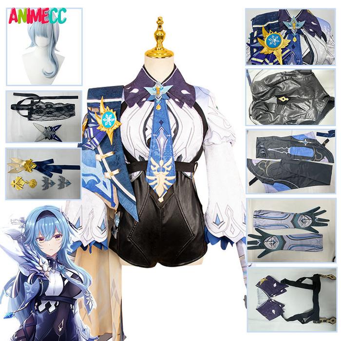 ANIMECC Eula Cosplay Genshin Impact Cosplay Costume Wig Anime Game