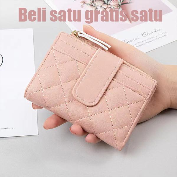 COD |Dompet Koin Wanita Dompet Koin MultiKartu lmpor dengan Dompet Mini Zip Uang Hitam Kulit Warna s