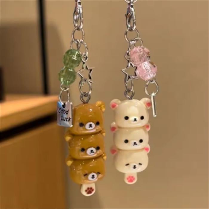 Kawaii Cartoon Bear Cute Girl Backpack Pendant Keychain Hot Sales Anime Phone Keychain 17Pro Airpods