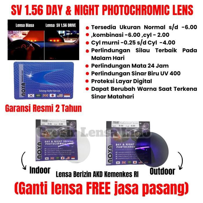 BEST Lensa Kacamata NOYA SV 1.56 Bluecromic Day and Night Vision / Drive