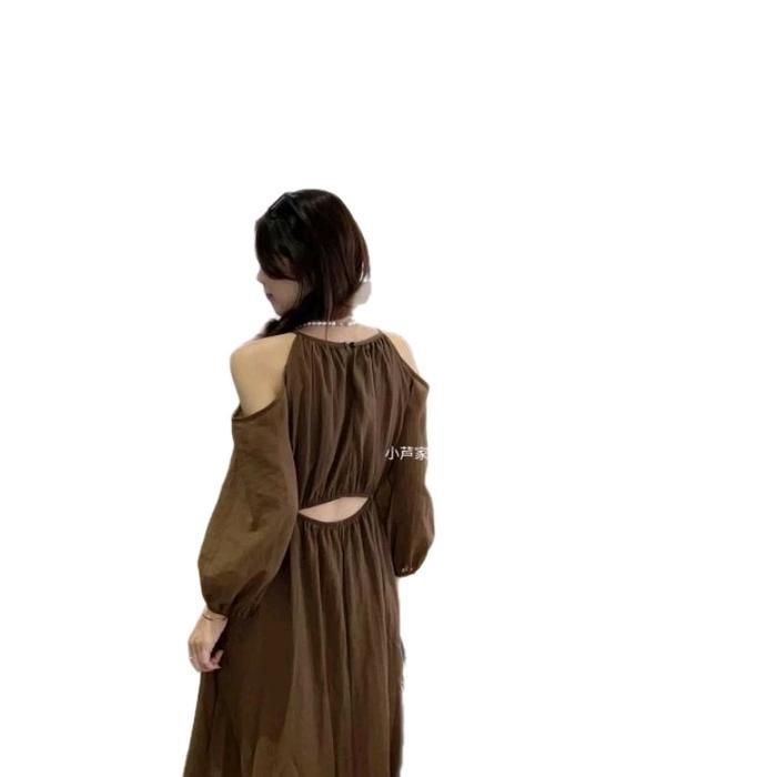 Longdress 1597 Dress Premium Santai Polos Lembut Lengan Panjang Twill Zipper Exy