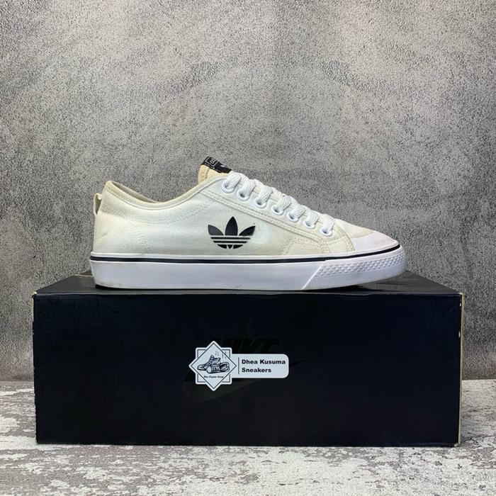 Sepatu Second Casual Adidas Nizza Trefoil White Black Size 42 insole 26,5 cm Original Guarantee 100%
