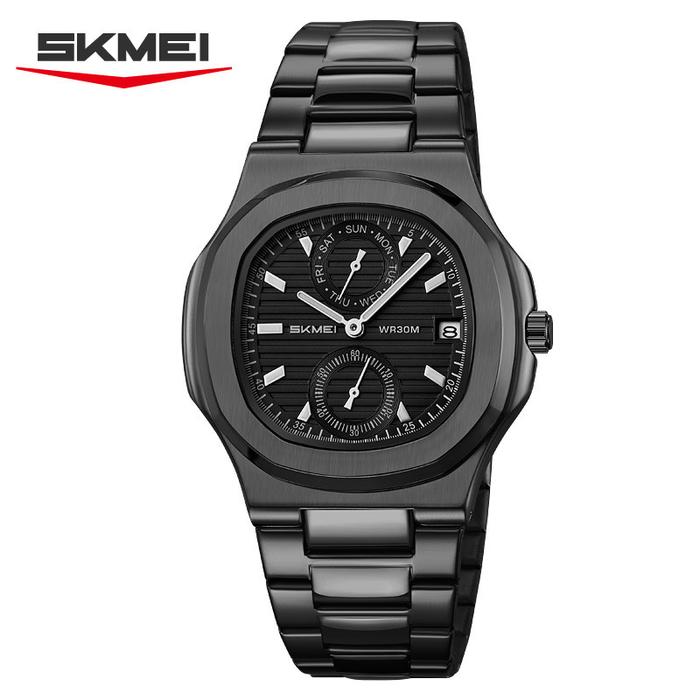 SKMEI 2423 JAM TANGAN PRIA ANALOG CHRONOGRAPH TALI STAINLESS STEEL MGOS