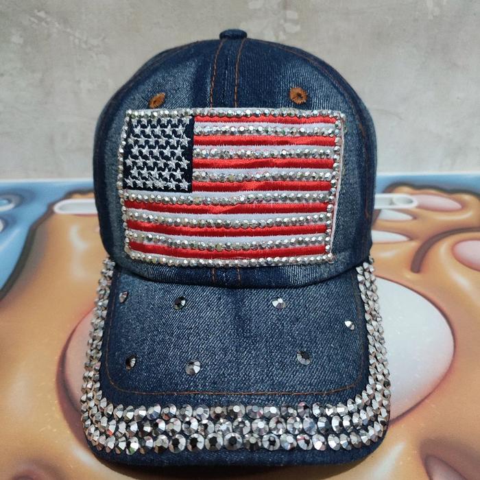 Topi Caps K Accessories Logo Bendera USA Denim