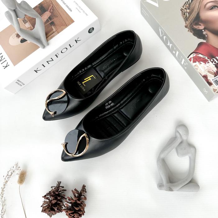 FIOR LOTUS AR 23 Pointed Toe Ballet Flat, Insole Empuk, Sol Anti Slip, Sepatu Kerja Wanita - Ukuran 
