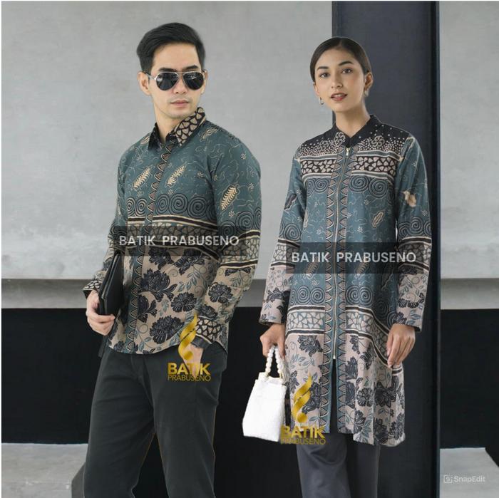 WANDA TOSCA Batik Couple 100% Original Prabuseno Kemeja Batik Pria Slim Fit Lengan Panjang dan Tunik