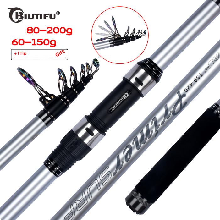 BIUTIFU Surf Rod 5.3/5.0/4.5/4.2/4.05/3.9m Telescopic Fishing Travel