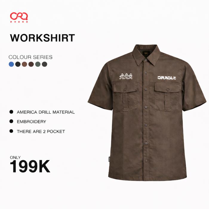ORAQLE Workshirt Kemeja Pria & Wanita Lengan Pendek LIMITED EDITION Bahan American Drill Gramasi 210