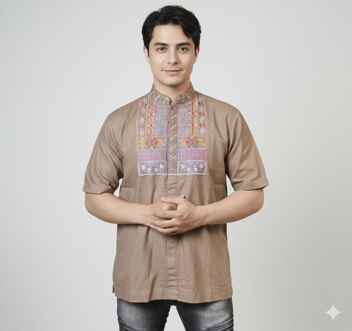 Baju Koko Preview Itang Yunasz Dilshad PVL 220/019 Katun Linen Elegan dengan 2 Kantong Size Internat
