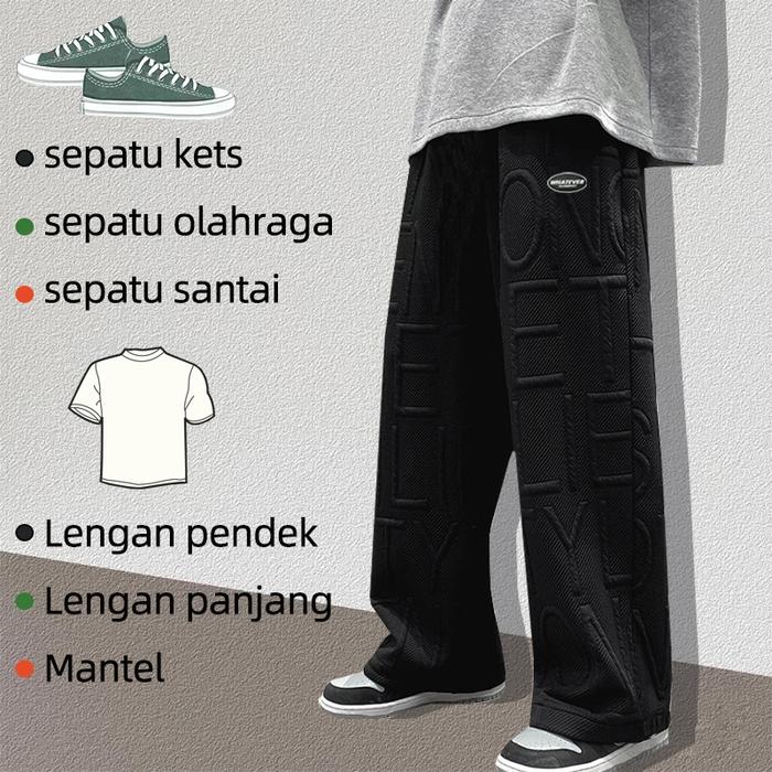 Shinning Moons - Celana Y2K Motif Celana Corduroy Gaya Amerika Huruf Bahasa Inggris Celana Training 