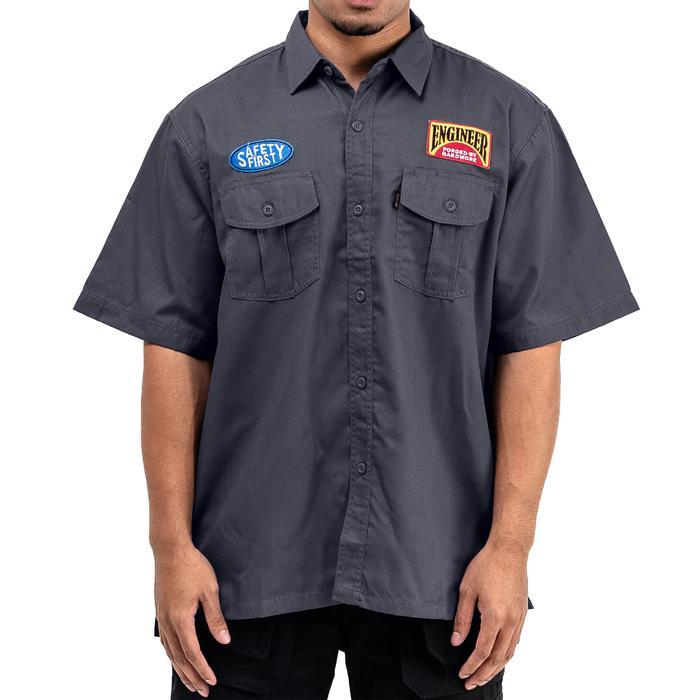 CHROME- Kemeja Kerja Lengan Pendek Patch
