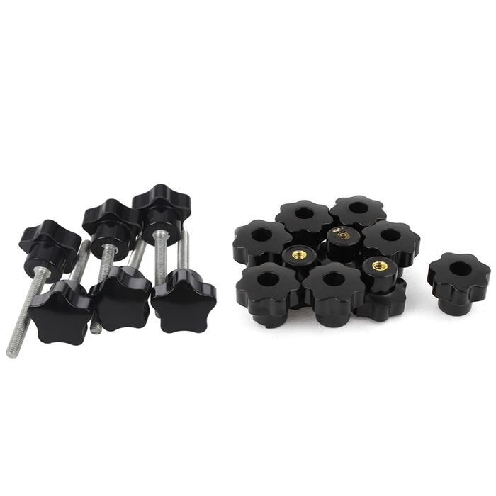10 Pcs 32mm Dia M6 Thread Screw on Type Star Head Clamping Knob Grip & 6 Pcs M6 x 50 mm Locking Star