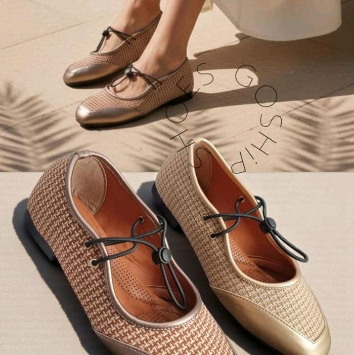 Sepatu Wanita GOSH!P Model Elegan dengan Tali Hitam dan Desain Mesh Nyaman untuk Harian