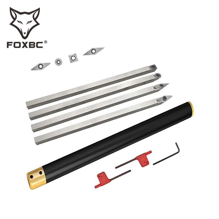 FOXBC Set Alat Putar Bubut Kayu dengan Pemotong Masukan Karbida Logam