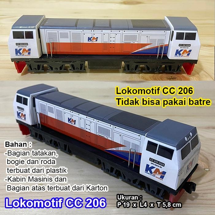 Mainan Kereta Api Indonesia Lokomotif Gerbong Kereta Api - Loko CC 206
