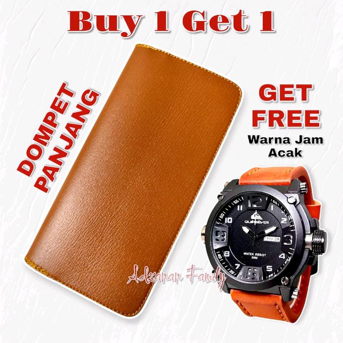 Dompet panjang semi kulit tasik free jam semi kulit dan jam digital sport mole trandy keren casual s