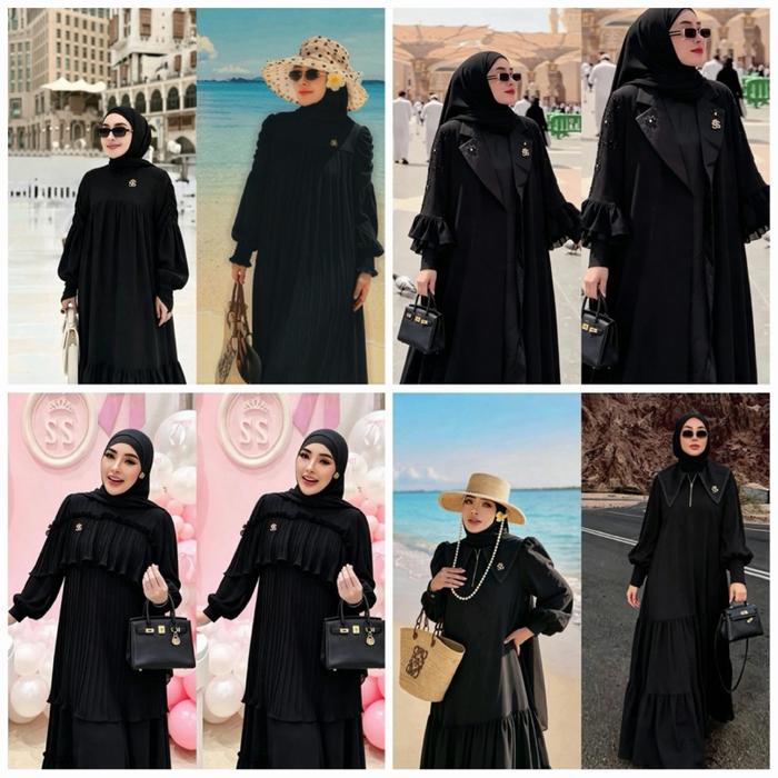 SALE Shellasaukia ORi GAMIS MEKAH ABAYA  Dress Raya Hitam Monogram DRESS RAYA KARTIKA PUTRI Dress Pr