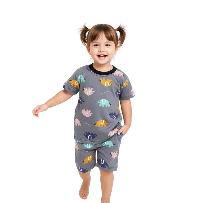 Anisa shop-one set Pajamas abu S(1-3th)-bahan mix PE cotton-halus nyaman dipakai-cocok untuk baju ha