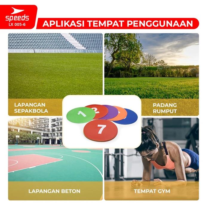 SPEEDS Flat Disc Marker Penanda Olahraga Sepak Bola Futsal 1 set Lengkap Agility Training Marker 005