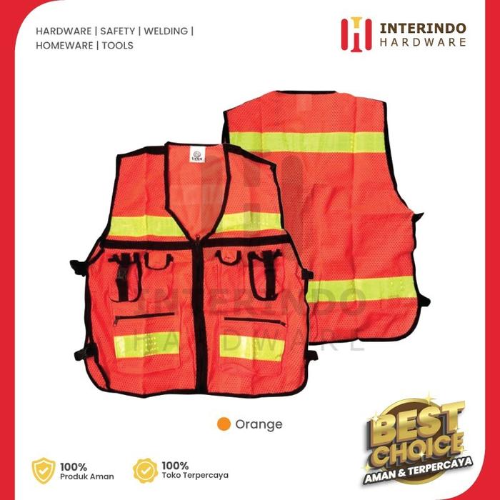 New / Rompi Safety Proyek / Safety Vest 6 Kantong Scotlight Orange Lynx