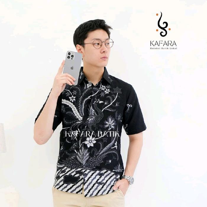 KAFARA BATIK | BAJU BATIK PRIA SLIMFIT MOTIF SRIGUNTING BAHAN KATUN LAPIS FURING LENGAN PENDEK PANJA