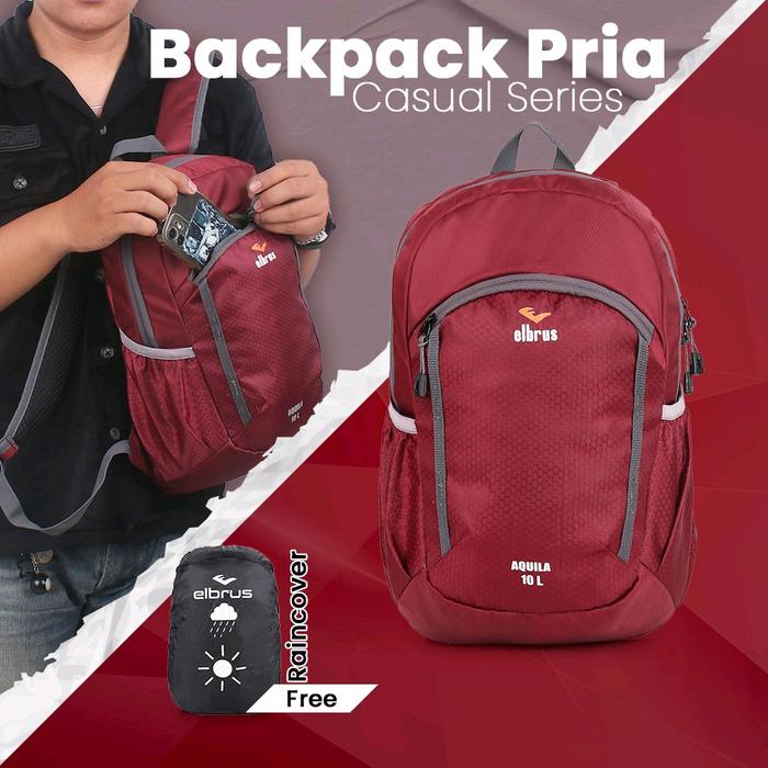 FREE RAINCOVER Tas Punggung Pria TL 495 Backpack Laki Laki Ransel Cowok Kasual Tas Gendong Tas Trave