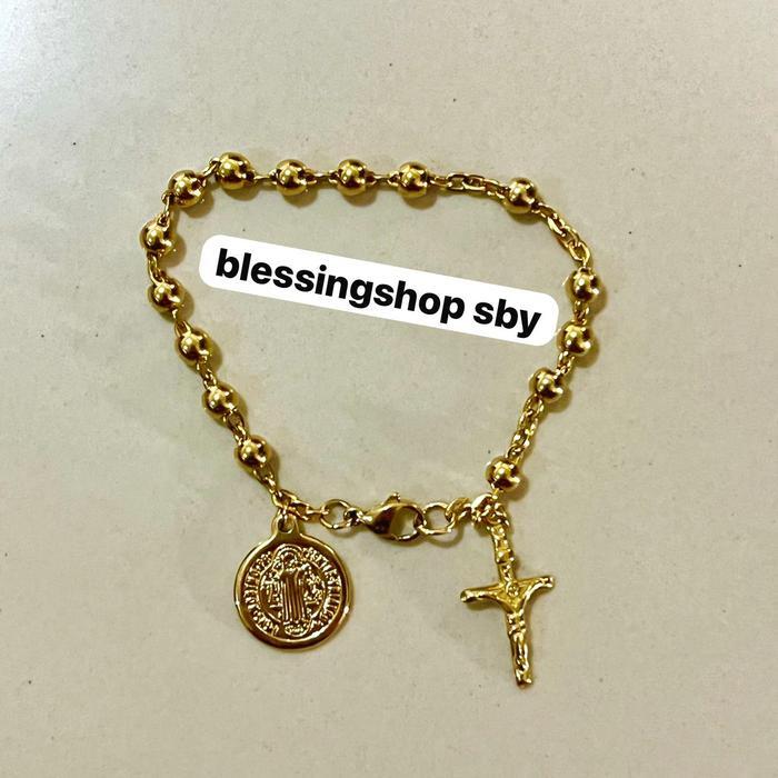 TERLARIS GELANG ROSARIO MEDALI WASIAT TITANIUM READY