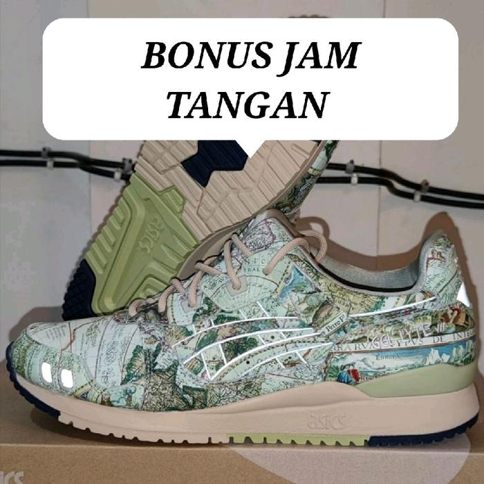 Asics Sepatu Ahq Gel Lyte III OG World Map Size US8.5/42 Baru 100% Original Garansi Uang Kembali
