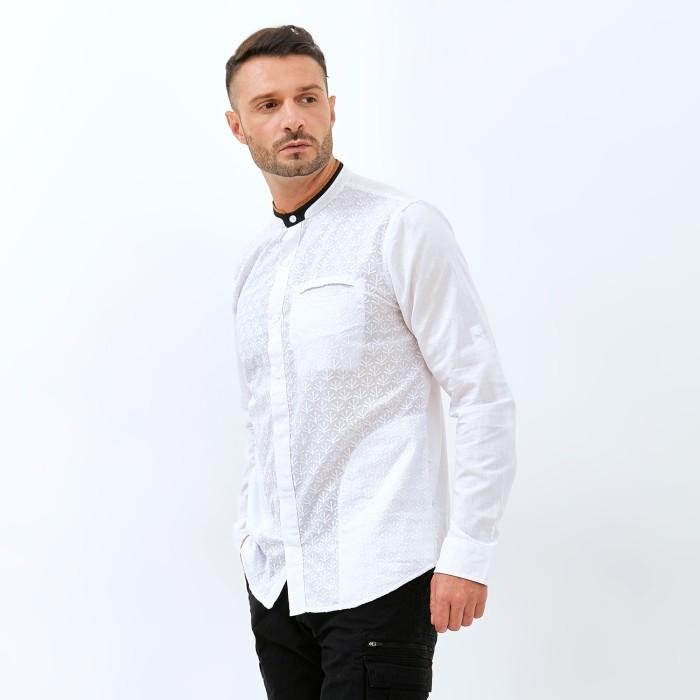N✉FR EMBA CLASSIC-KEMEJA KOKO PRIA LENGAN PANJANG WARNA PUTIH - ALSAUD N㊚3R