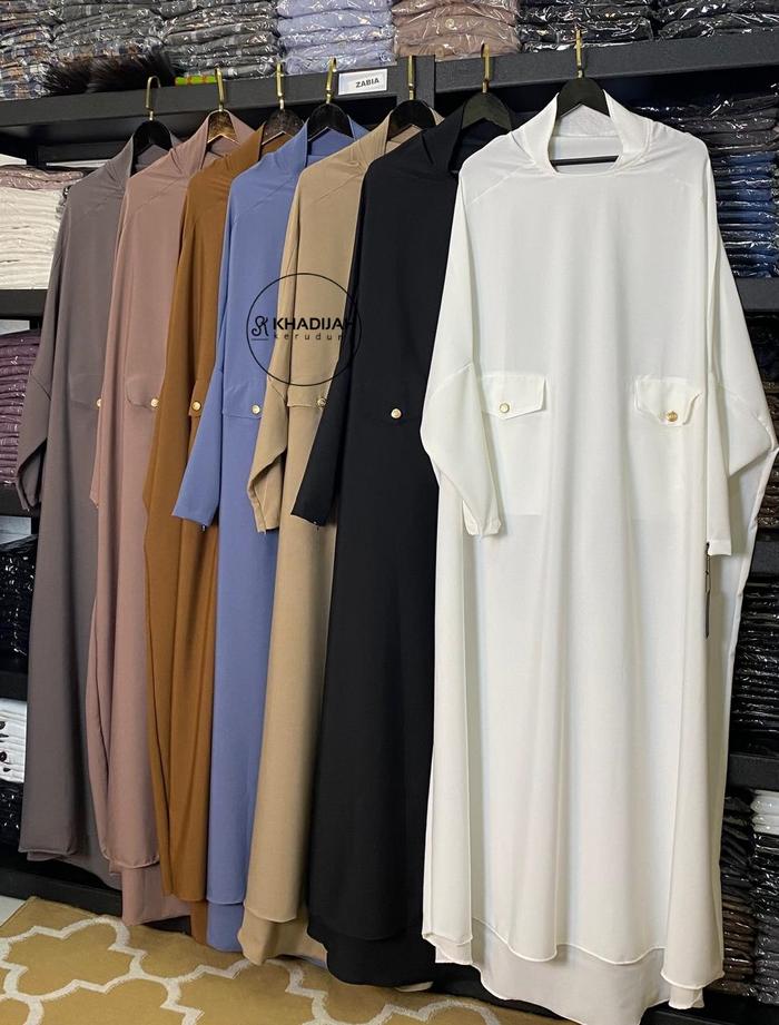 Abaya Dress Gamis Model Khimar Overhead Jawda Bahan Rosecrepe By Khadijah kerudung