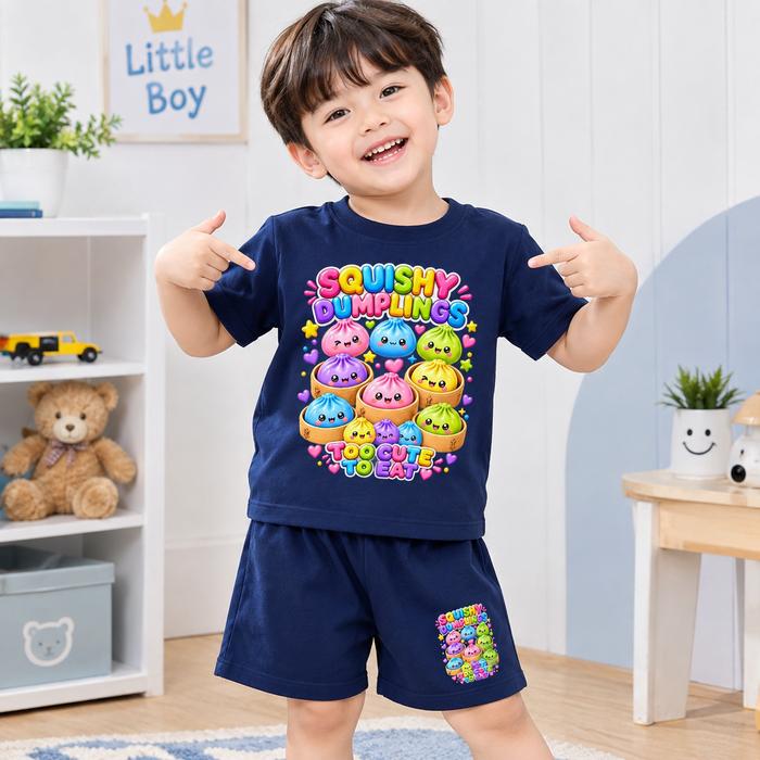 Baju Setelan  lucu viral motif squishy dumping anak perempuan dan laki laki Keren Unisex Usia 1-10 T