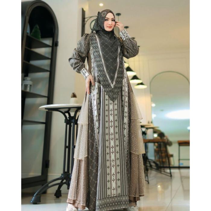 Gamis Set Syar'i Modern Premium Printing Syahila Yodizein