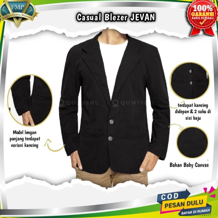 Jas Blazer Tuxedo Outter Pria Cowok Kasual Casual Jevan Hitam Abu Abu