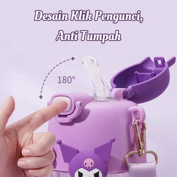 Botol Minum Gemoy Sanrio FREE STIKER LUCU Tempat Minum Motif Cinnnamoroll Kuromi Melody JUMBO Tali -