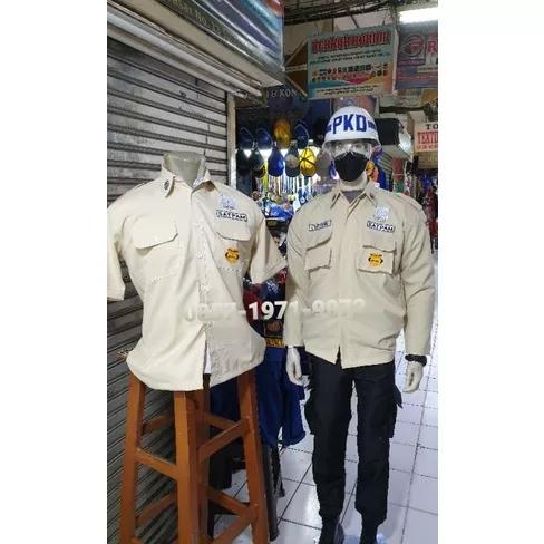 1 stel atasan bawahan seragam satpam security terbaru seragam pdl pdh krem cream seragam security kr