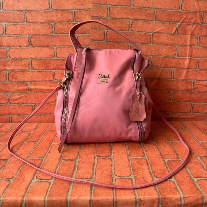 TAS SLING PESTA WANITA KULIT ASLI SALAD SECOND BRANDED PINK / TAS TOP HANDLE WANITA SALAD KULIT ASLI