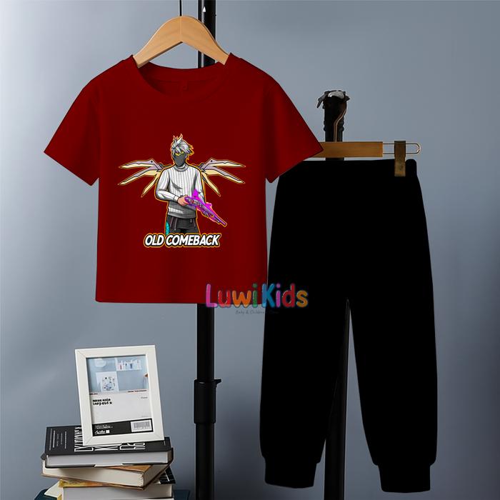 Luwi KIds Setelan Jogger Kaos Anak Cowok Cewek Gambar Anomali FF OLD