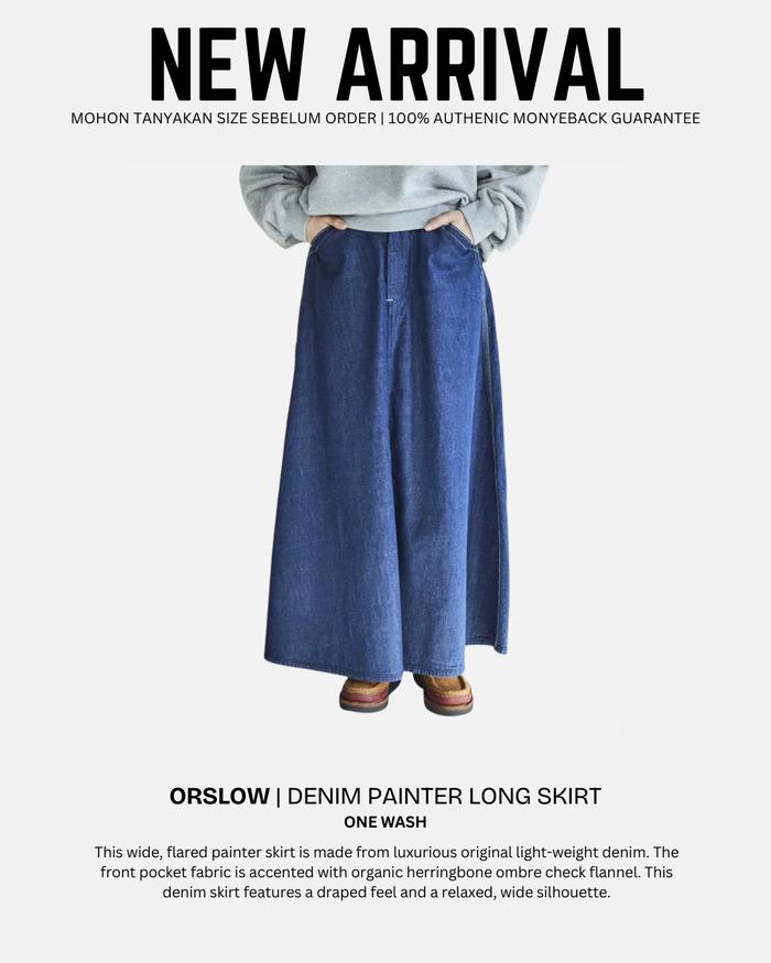 ORSLOW | DENIM PAINTER LONG SKIRT | Rok denim Wanita 100% ORIGINAL Bawahan wanita
