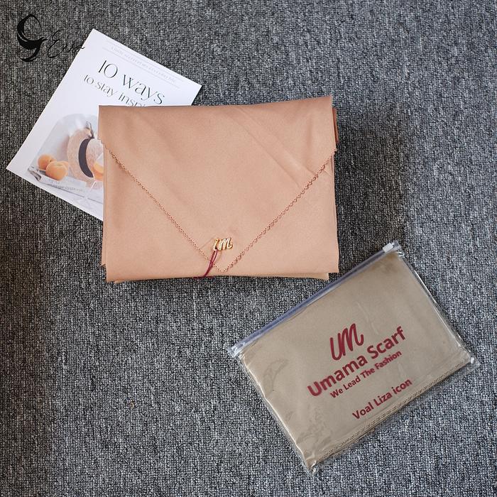 Kerudung Segi Empat Voal Polos Umama Liza Pouch - Muslim Square Jilbab Nyaman Basic warna  khaki  ji