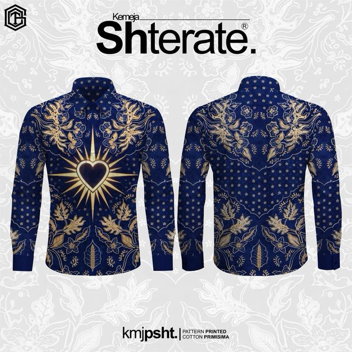 batik printing kemeja psht sh terate lengan panjang keren terbaru