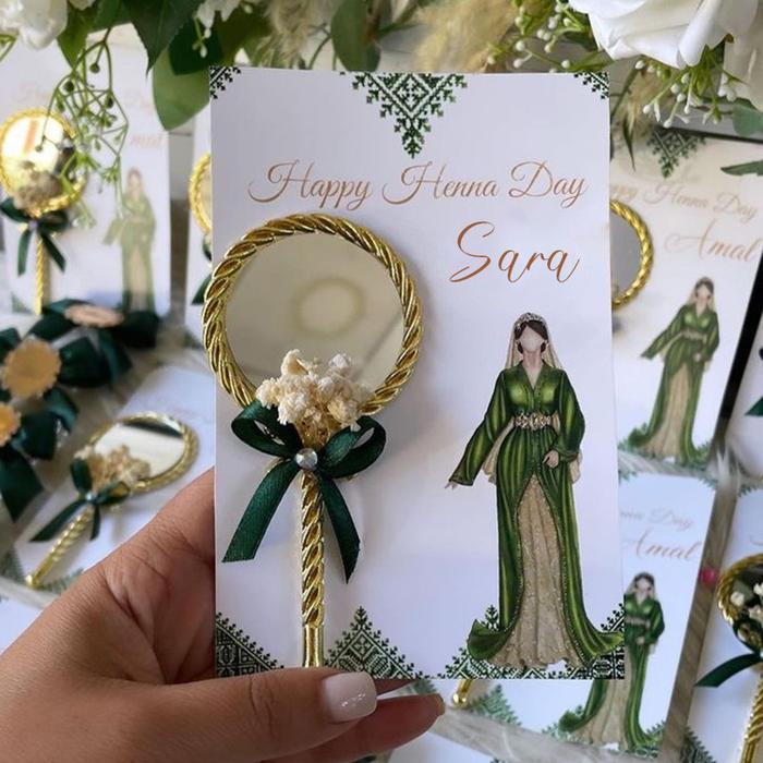 Custom Henna Day Card Muslim Wedding Invitation Personalized Table Gift For Guest Thank You Welcome 