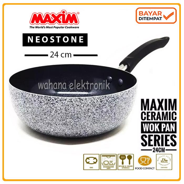 Teflon Maxim Neostone Deep Wok 24 cm | Ceramic Series Wok Pan Anti Lengket Panci Penggorengan