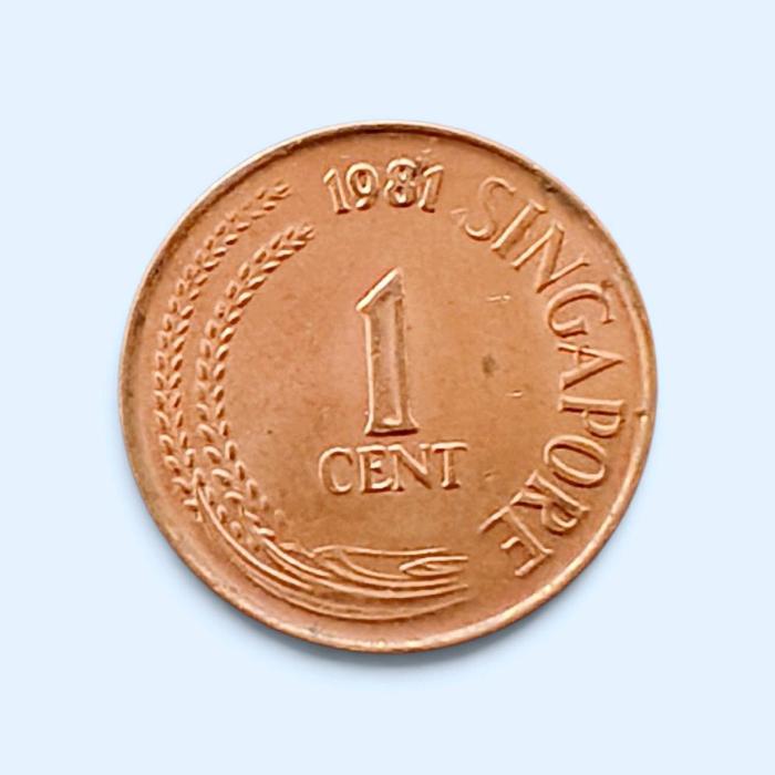 Koin asing Singapura 1 Cent 1981