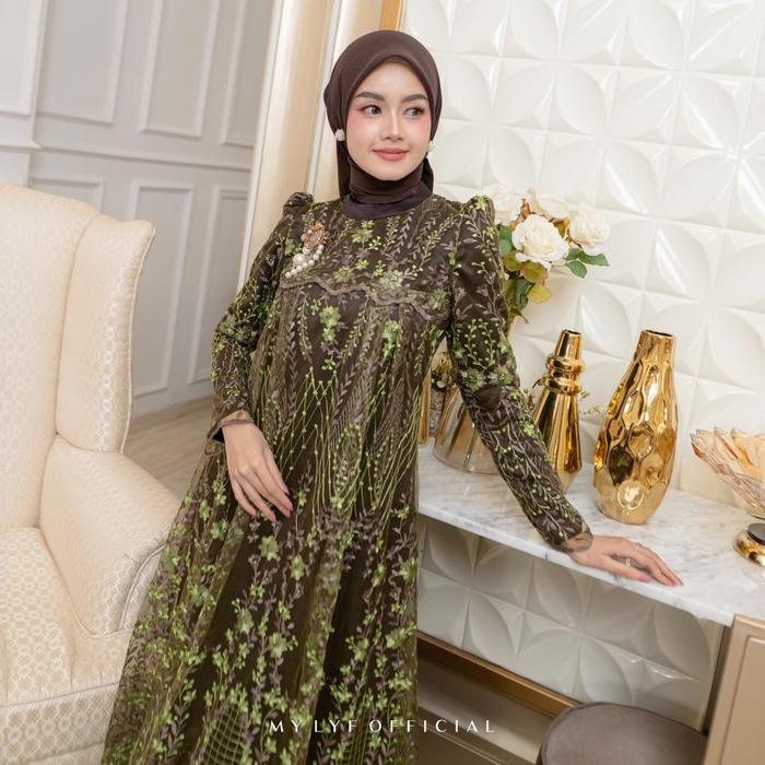 MYLYF Official Saica Dress Raya Series Gaun Gamis Baju Busana Bahan Maxmara Wanita Muslimah Tunangan