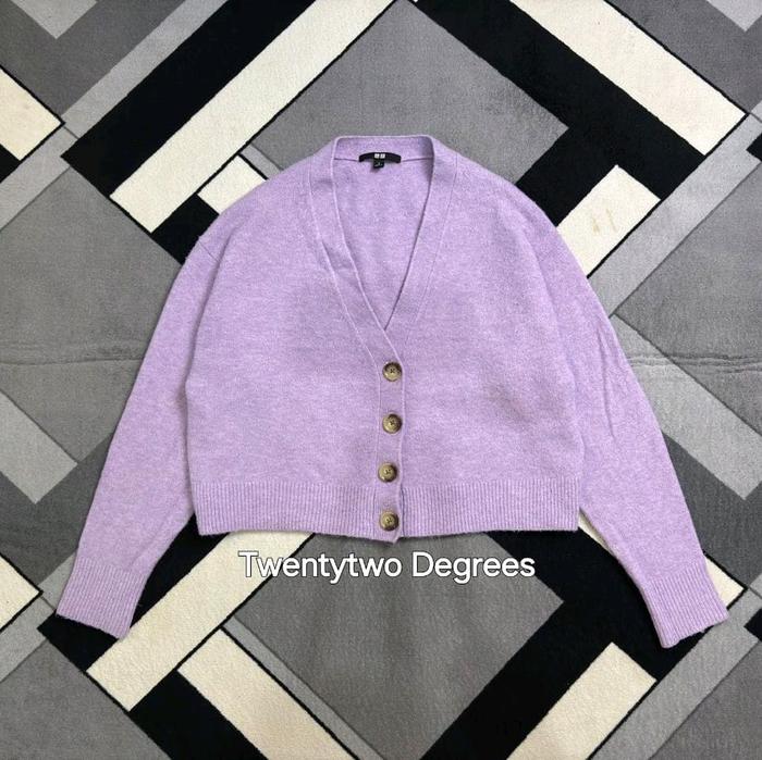 Cardigan Uniqlo Souffle Yarn Lilac Size M