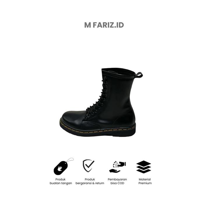 FARIZ.ID Sepatu Pria Boot Hitam Docmart 12 Hole Tracking Leather Sintesis Premium TPR Anti Licin Nya