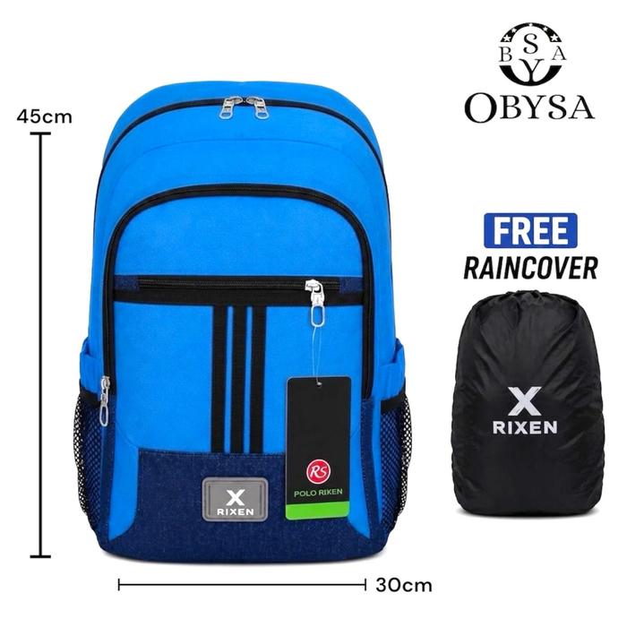 Tas Ransel Pria Polo Rixen SD SMP SMA Kuliah Kerja Free Rain Cover Jahitan Bartex