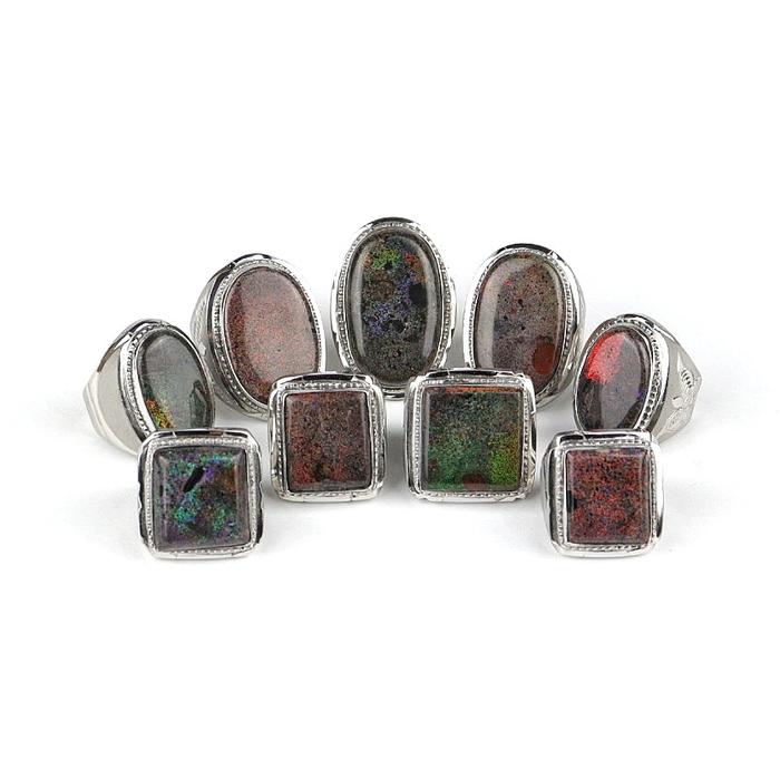 Poetra Gems Stone Cincin Chrome Monel Kalimaya Opal Boulder Matrix Andamooka Natural Dimensi 18x15x8