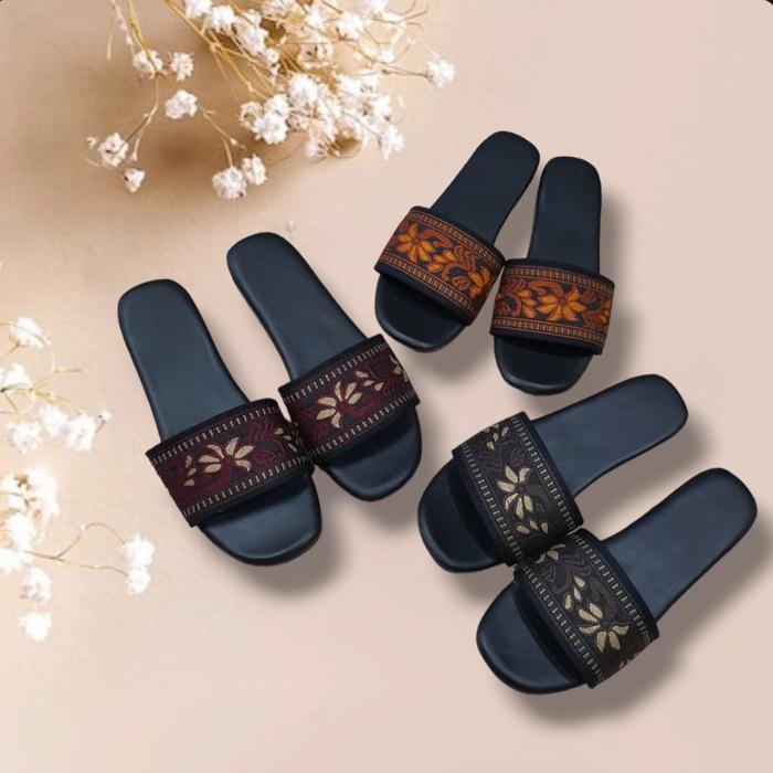 Jacky Sandal Jumbo Size Wanita Flat Flambo Strap 1 Big Size Custom Kaki Lebar Gendut Rajut Turki Sho